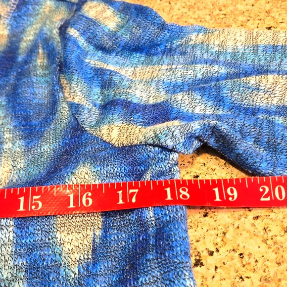 Ruby Rd top Blue & White Long Sleeve w/ Fold up strap Women size Petite Small - Picture 7 of 12